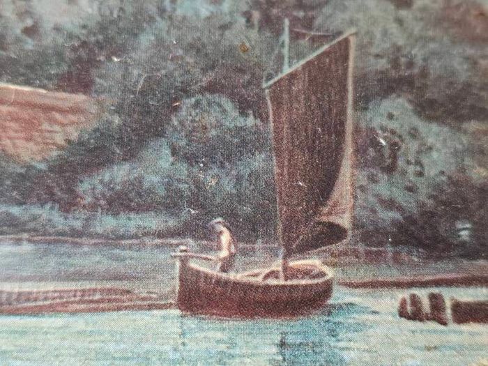 Vintage Mid-Century "Aug. Ahrend Bremen" Structured Landscape Print