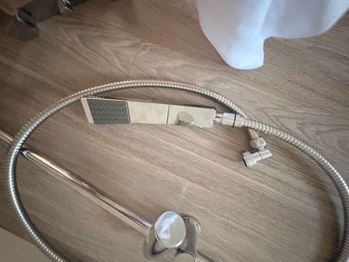 chrome bathroom mixer tap & extension pole.