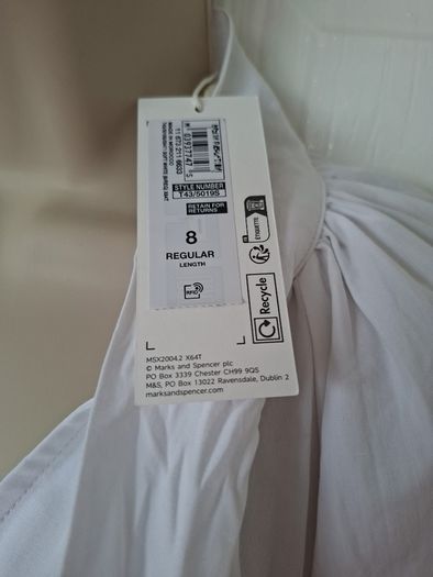 NWT Spring Collection 2026  M & S White L/S Blouse Size 8