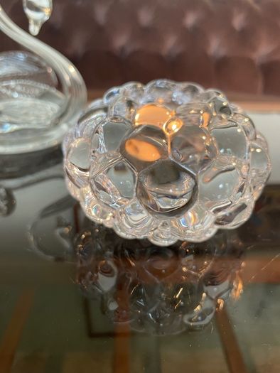 Orrefors Sweden Raspberry Clear Crystal Glass Votive Candle Holder Anne Nilsson 1980s
