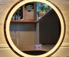 LED Bathroom Mirror Gold Frame Fog Free