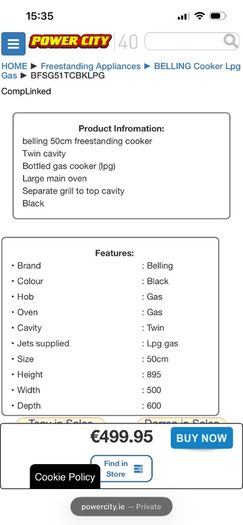gas cooker