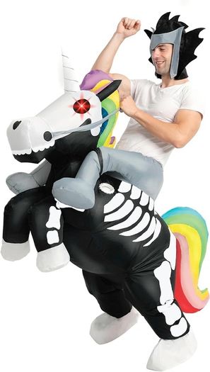 Creations inflatable Halloween Costume Ride A Skeleton Unicorn Ride On Inflatable Costume - Adult Unisex One Size (FREE SHIPPING)