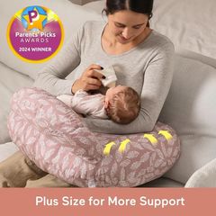 Nursing Pillow With Breastfeeding - Ergonomic Support & Original Security Fence to Baby' Safety - Making Breastfeeding Easy and Comfort for Mom & Baby - Removable Cotton Cover, Pink