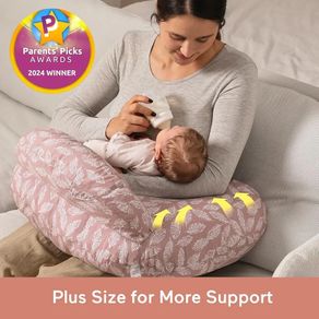 Nursing Pillow With Breastfeeding - Ergonomic Support & Original Security Fence to Baby' Safety - Making Breastfeeding Easy and Comfort for Mom & Baby - Removable Cotton Cover, Pink