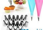 Silicone Reusable piping bag set with16 replacble nozzles Sustainable washable icing set excellent cake decoration 16 nozzles with adapter