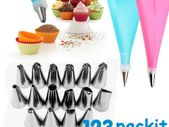 Silicone Reusable piping bag set with16 replacble nozzles Sustainable washable icing set excellent cake decoration 16 nozzles with adapter