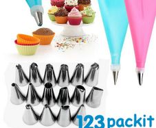 Silicone Reusable piping bag set with16 replacble nozzles Sustainable washable icing set excellent cake decoration 16 nozzles with adapter