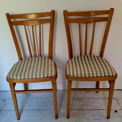 Mid-century pair of czechoslovakia beech chairs
