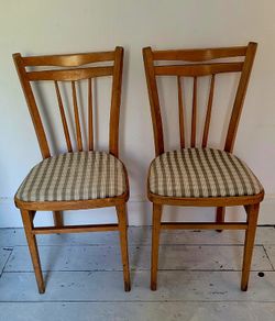 Mid-century pair of czechoslovakia beech chairs