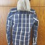 Blue/White checked long sleeved buttoned shirt with a hoodie - Size - XS Image 2