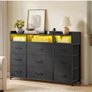 Chest of Drawers for Bedroom with LED and Charging Station, Black Image 7
