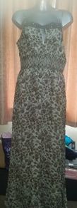 River Island maxi green khaki dress size UK14 EU42 Postage included