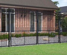 Fence Gate with Spear Top Black 305x175 cm