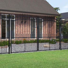 Fence Gate with Spear Top Black 305x175 cm