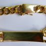 Men's ID Bracelet 18k Yellow Gold Plated Identification Cuff Bangle length 8" Image 5