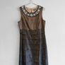 Pre Owned Next Bronze & Brown Embellished Tiered Cocktail Dress Image 4