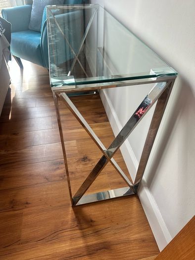 console table glass and chrome
