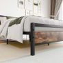4ft6 Double Bed Frames with Wood Headboard Image 6