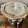 Vintage Silver Colour Roll Top Butter Dish with Glass Insert or Ornate Caviar Server Image 6