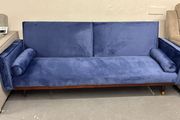 3-Seater Sofa Bed with Gold Legs , Blue velvet