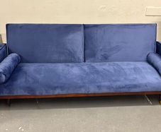 3-Seater Sofa Bed with Gold Legs , Blue velvet