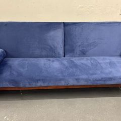 3-Seater Sofa Bed with Gold Legs , Blue velvet