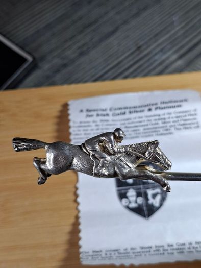Irish Solid Silver Horse & Jockey Letter Opener