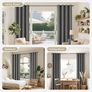100% Blackout Lined Curtains W66 x L84 Inch Drop, Linen Look Eyelet Thermal Insulated Curtains with Coating Back Layer for Light Blocking Noise Reduction, Grey - 2 Panels Image 7