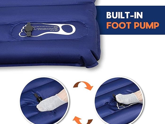 Inflatable Double Camping Mat with Foot Pump, Ultralight Air Camp Mattress 120cm 140cm for 2 Person, Compact and Moistureproof Sleeping Mat for Hiking, Backpacking, Hammock, Tent (FREE POSTAGE)