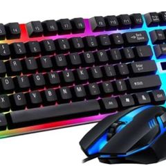 Wired Gaming Keyboard and Mouse Set with Led Backlight Ergonomic Design Liquid-Resistant Keyboard for Comfortable Long-Term Use