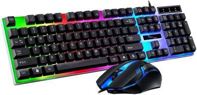 Wired Gaming Keyboard and Mouse Set with Led Backlight Ergonomic Design Liquid-Resistant Keyboard for Comfortable Long-Term Use