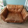 Tan leather chair 1.5 seater Image 4