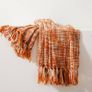 Burnt Orange Throw Bohemian Style Knitted Blanket with Fringe, Couch Cover Nap Throws for Sofa 127x152cm Image 3