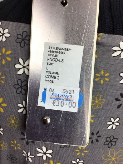 ICHI BNWTS black & grey floral long sleeve t shirt style top size L Uk 12 price includes postage