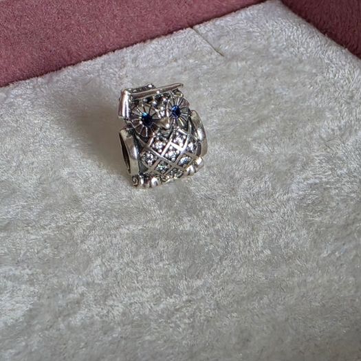 Pandora wise Owl graduation charm sterling silver with blue crystal