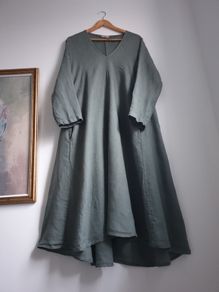 Oska Style khaki green linen dress size uk 14
