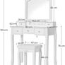_dressing table set, dressing table, with mirror, padded stool, 5 drawers, pull-out jewelry shelf with 6 compartments, gift idea, for bedroom, white Image 4