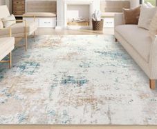 Extra Large Rugs for Living Room 160x230cm Beige Washable Carpet Rugs with Rubber Backing Non Slip Kids Carpet for Bedroom Playroom Nursery Dining Room