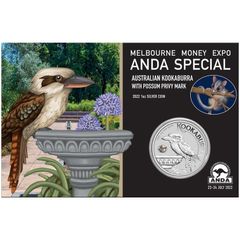 2022 Australian Kookaburra with Leadbeater Possum Privy Mark - 1oz Silver Coin (Melbourne ANDA Money Expo)