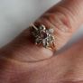 Vintage 9ct Yellow Gold 375 Pink and Clear CZ Floral Cluster Ring Size N 1,55g Image 7