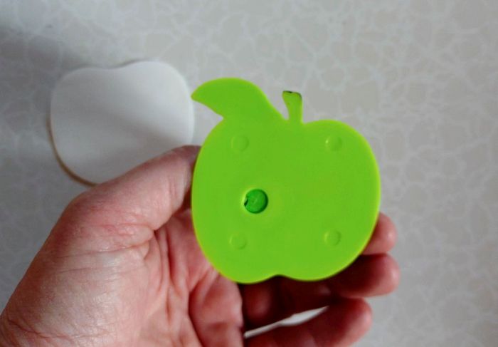 Wall Hook, Plastic Apple, Worm (new).