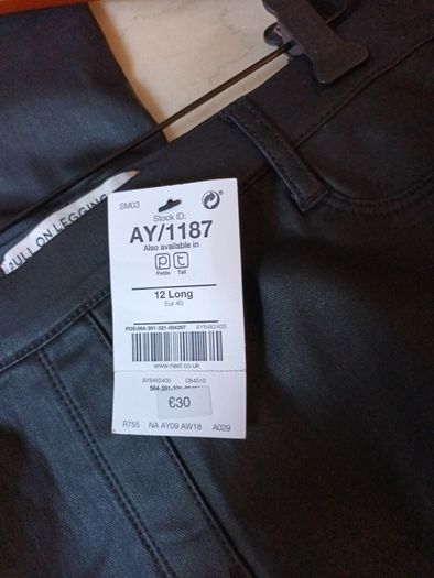 Next Faux Leather  Mid Rise Jeggins.   S.12 L   B.N.W.T