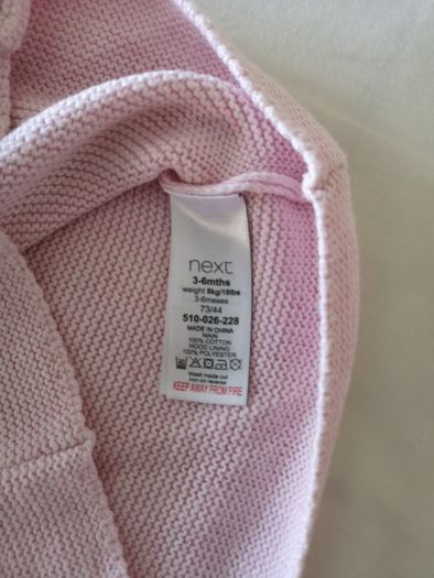 Next Baby Girl Pink Cardigan with Hood