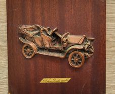 Antique Car Copper Plaques on Wooden Backing plates