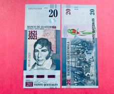 Guatemala  20 Quetzales  1821 - 2021 . Commemorative Issue.  ( UNCIRCULATED)
