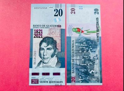 Guatemala  20 Quetzales  1821 - 2021 . Commemorative Issue.  ( UNCIRCULATED)