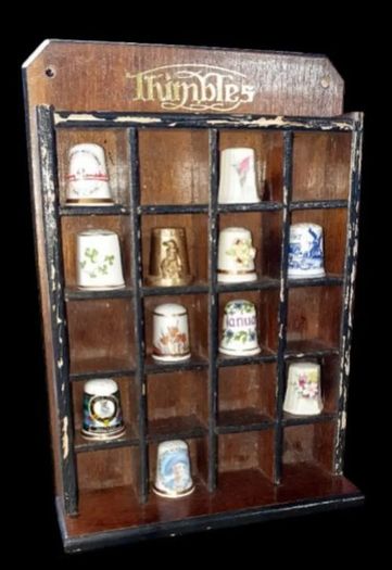 Vintage Thimble Display Rack With 12 Thimbles