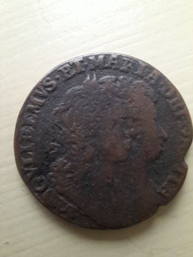 1693 William  and Mary Plain Edge Half Penny