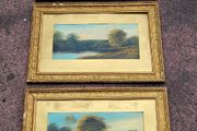 Antique trio of giltwood framed landscapes